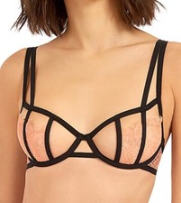 Bluebella Bellana Cage Bra Black Terracotta Size 30D Underwired Lace 40962 New