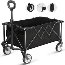 Foldable Cart on Wheels, Folding Wagon 220LBS/100kg Large Capacity All Terrain W