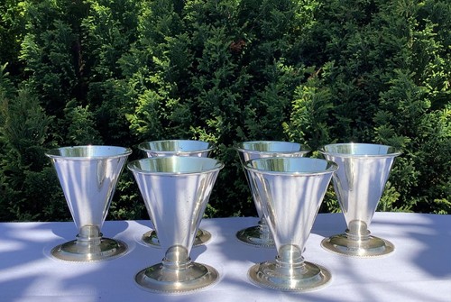 Rare set art deco - 6, silver