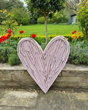 Large Rose Pink Wicker Heart-