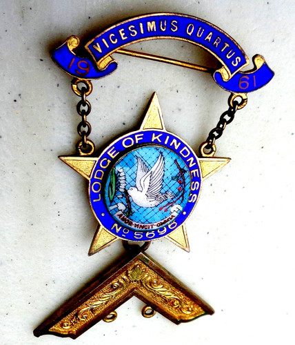 Silver enamel masonic medal - silver,