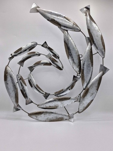 Metal fish wall art silver - art,,