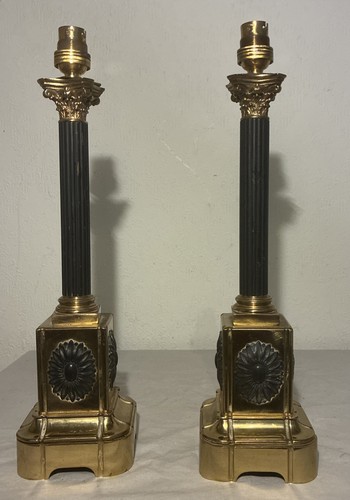 Pair antique brass corinthian - pair,