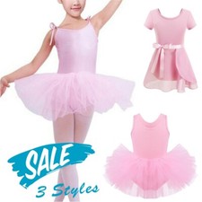 UK Girls Ballet Dance Gymnastics Leotard Dress Lyrical Dance Costume Dancewear