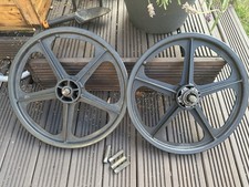 Skyway Tuff 2 1980's Original Bmx Mag Wheels Black 5 Spoke 50/50 Old School Bmx