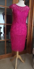 Veni Infantino Fuschia Beaded Shift Dress and Matching Coat 14. Immaculate 