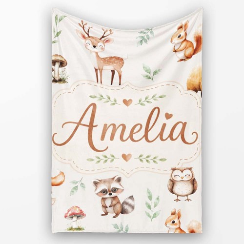 Soft fleece blanket woodland - fleece,