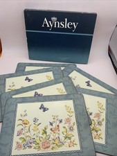 Aynsley Cottage Garden Large Place Mats 12” X 9” Set 6 Acrylic Cork Boxed