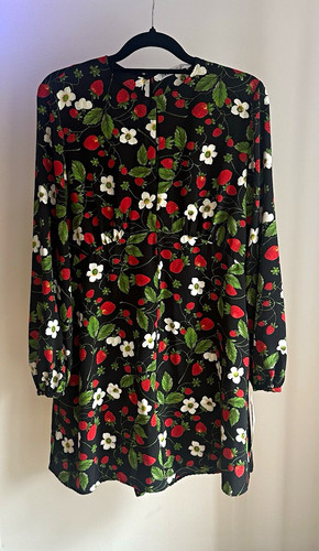Zara black strawberry floral - black,