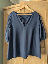 Jaeger Women's Navy Blue Top Size 18 Button Detail Long Sleeve Tunic