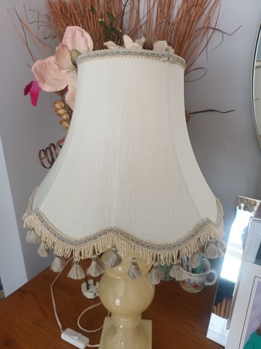Vintage cream lampshade with - vintage,