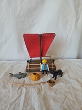 Vintage Playmobil 3736 Castaway Pirate Raft With Shark Set
