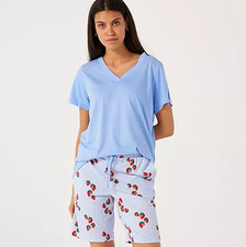 Carole Hochman Bermuda Shorts V neck PJ Set pyjamas new size Medium QVC bx7 j8