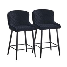 Black velvet bar stools - 2x,