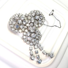 Vintage Diamante Brooch Rhinestone Drops Sparkly Evening Jewellery Lapel Pin