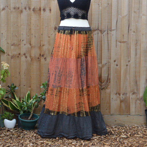 Long boho orange skirt - boho,