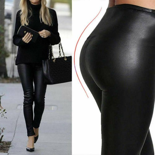 Women faux leather high waist - faux,
