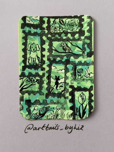 Aceo animal stamps - aceo,