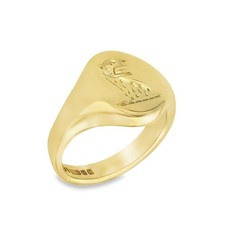 9ct Yellow Gold Leopard Press Signet Ring - Size P½ - 16mm