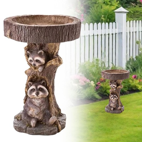 Resin raccoon bird - raccoon, bath