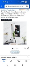 Fundin Black Plastic Mirror Bathroom Cabinet Rrp£83