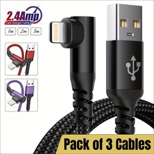 For iPhone Charger Cable Heavy Duty Braided USB Charging Lead Data Sync 1M 2M 3M