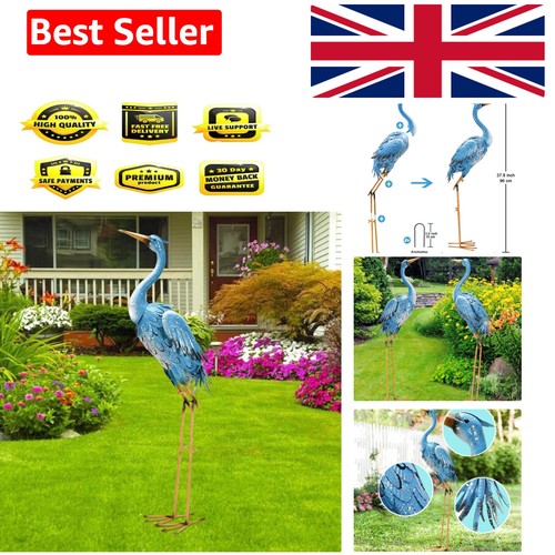 Blue metal crane statue - crane, 96cm