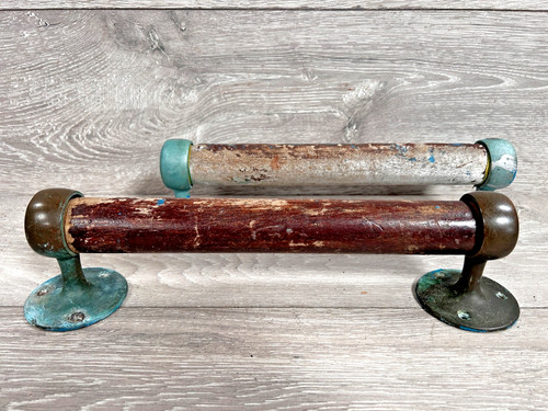 Pair vintage marine teak - pair,
