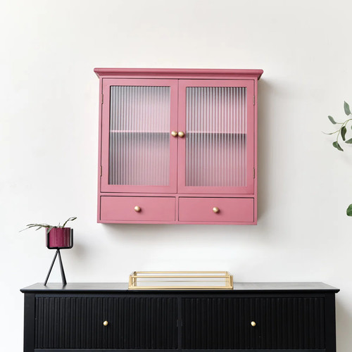 Raspberry red reeded glass - red,