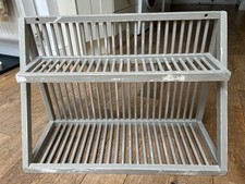 Vintage/rustic painted wooden two tiered kitchen plate rack 65cm x 45 cm