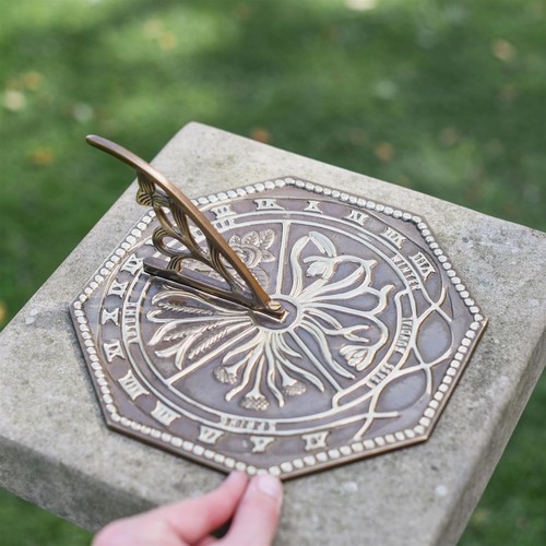 Antique brass octagonal - brass, floral