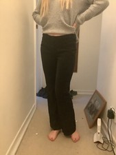 Vintage 1980s black velvet low waisted trousers with flair/ bootleg