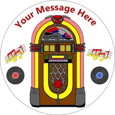 Jukebox 50s Music Personalised Cake Toppers Edible Icing Wafer Decor Vinyl Rock