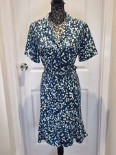 Vintage midi Eastex short sleeves floral design Tea Dress 1980s Size 16