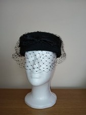 Ladies Black Pillbox Hat with