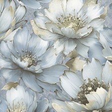 Muriva Aminah Floral Blue Wallpaper 224504 - Large Flower Lily Petals