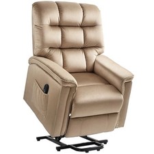 Velvet-Feel Electric Lift Recliner Chair - Brown