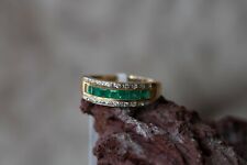 Kagem Zambian Emerald & White Zircon 9k Gold Ring