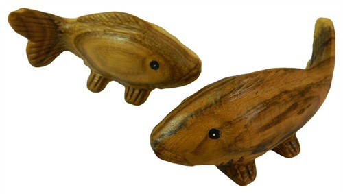 Wooden fish carving pair - pair, of