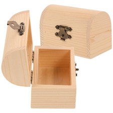 2Pcs Solid Wood Storage Boxes Wooden Arc Design Treasure Boxes for Jewelry