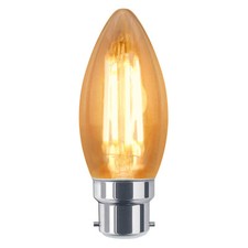 6w Dimmable Vintage LED Candle B22 Filament Light Bulb Bayonet Cap Amber Glass