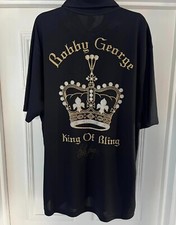 BOBBY GEORGE HAND SIGNED BLACK & GOLD GLITTER DARTS SHIRT AUTHENTIC GENUINE COA