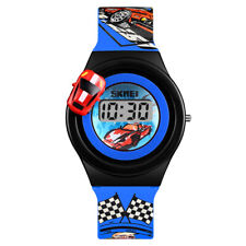 Kids Childreen Boys Girls Sports Digital Rotating Car Toy Watch Wrist Watches