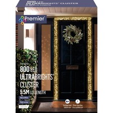 Premier 800 LED UltraBrights Christmas Door Garland Silver Wire Light WARM WHITE