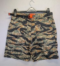 Superdry Mens Chino Shorts W32 Green Tiger Camo Print Casual Belt