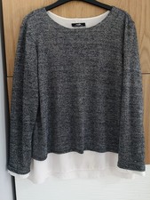 Ladies Size 14  Silver Mix Jumper With Cream Under Blouse From Wallis