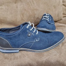 Navy blue suede - , oxford-style