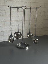 Vintage Robert Welch Stainless Steel and Brass Four Piece Serving Set on Stand