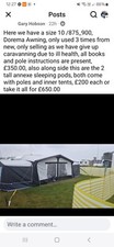 Dorema suncamp  size 10 875/900 caravan awning