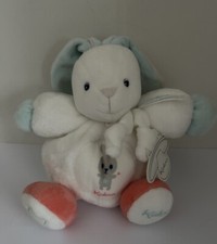 KALOO Chubby 7” White/ Blue Bunny  Rabbit Soft Toy Comforter
